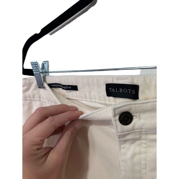 Talbots White Corduroy Straight Leg Pants Size 10 Capsule Y2K minimalist - Picture 2 of 11